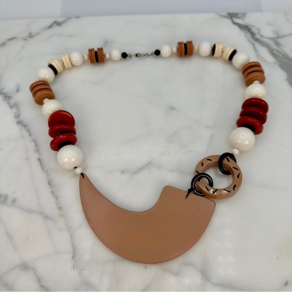 Vintage Modern Tribal Necklace Funky Statement Bold Geometric Asymmetrical 0100 - Picture 5 of 8